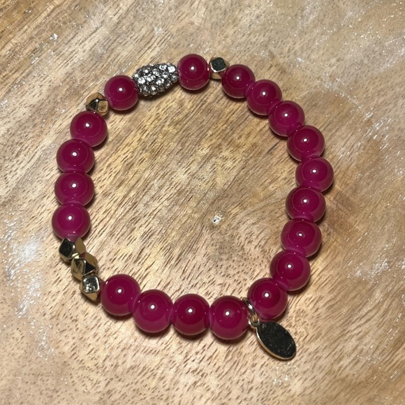 Express Pink Beaded Rhinestone Accent Stretchy Bracelet - Picture 6 of 11